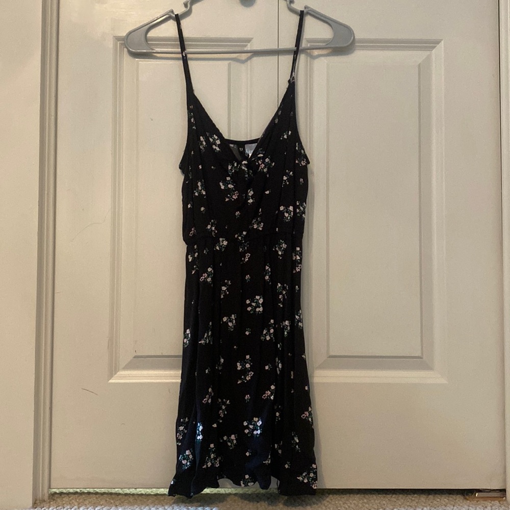 Black mini dress with little flowers